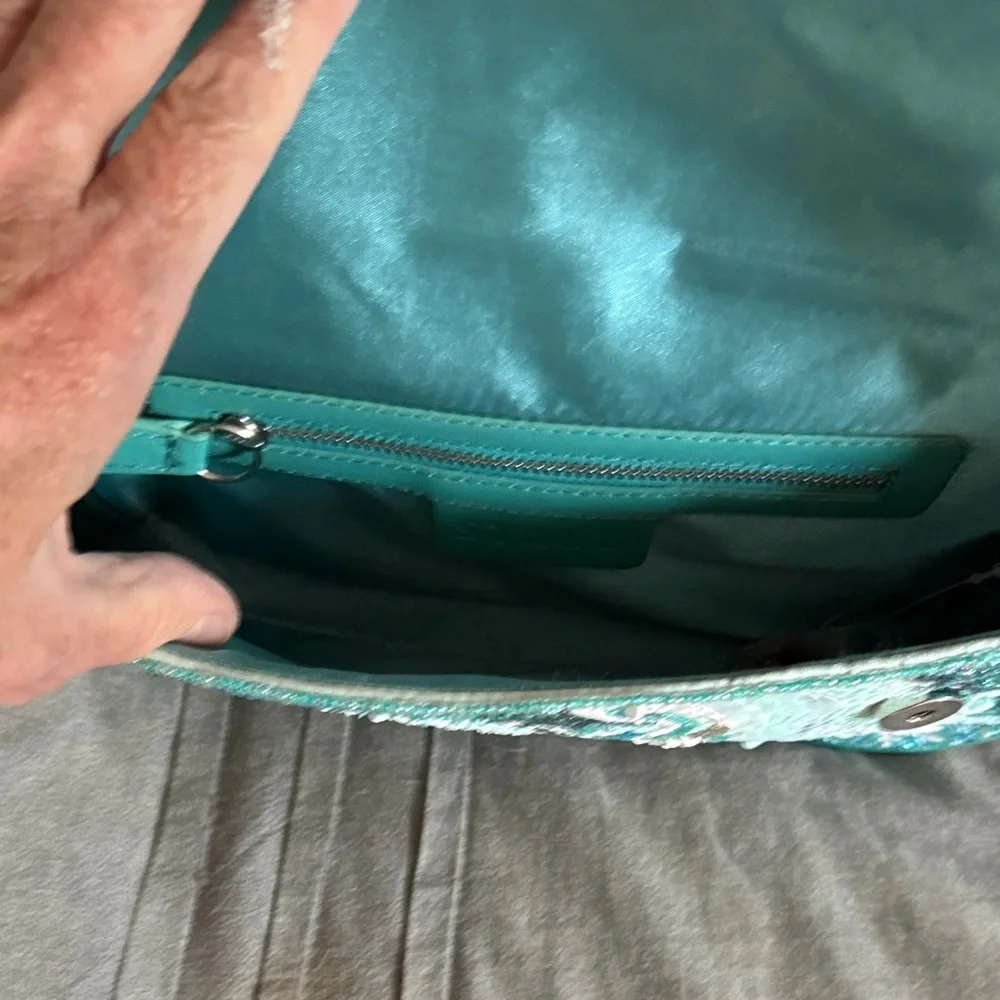 Teal Sequin Women's Bag - Picture 4 of 4